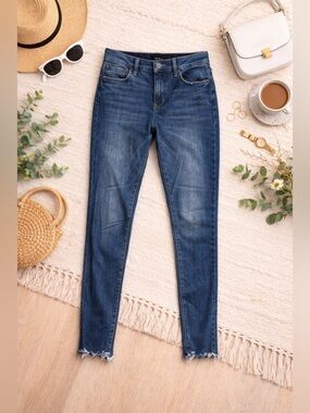 Joe’s Jeans High Rise Skinny Ankle Jeans W25 Raw Hem Medium Wash Stretch Denim